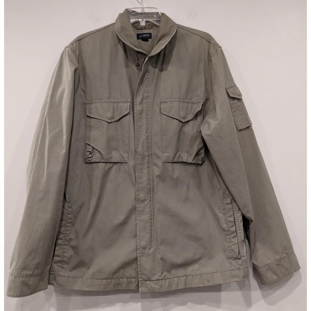 J. Crew Olive Military Style Full Zip Pocket Jacket Size Medium